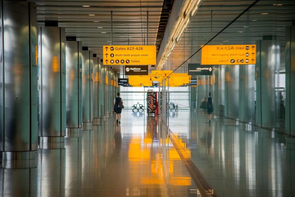 Airport corridor for a trip with travel accessories