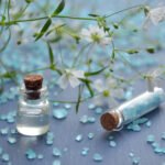 Aromatherapy bottles flowers