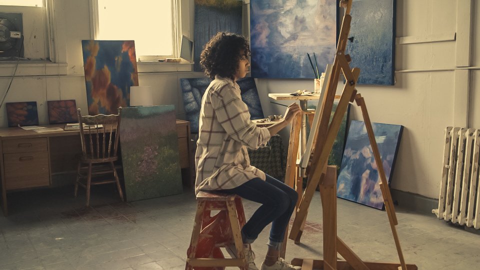 Painter at work in a sunlit studio, like the famous artist couples of history