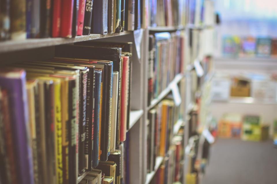 Bookstore aisle filled with the best fantasy books