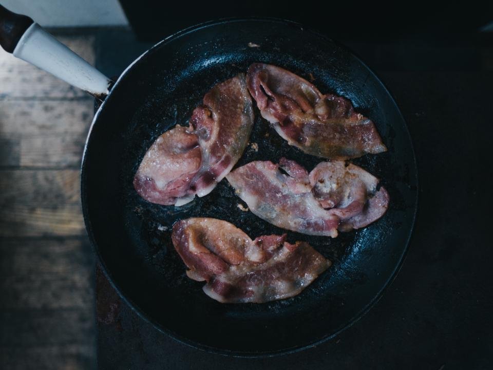 Searing food in one of the best cast iron skillets