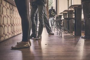 Casual shoes cafe floor