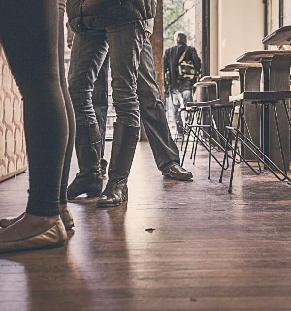 Casual shoes cafe floor