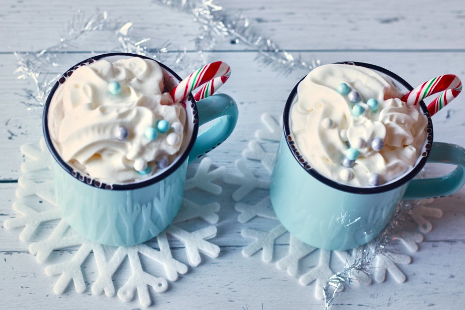 Hot cocoa with candy canes for watching the best Christmas movies