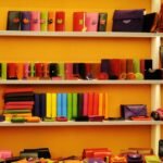 Colorful wallets shelf
