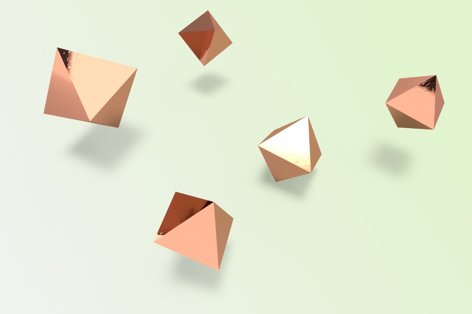 Copper geometric shapes reflecting art deco interior design motifs