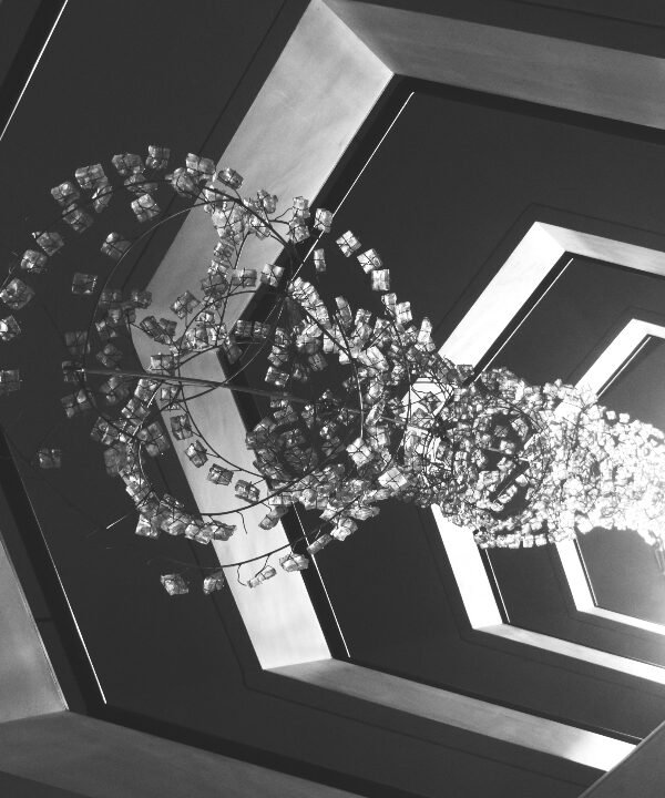 Crystal chandelier geometric ceiling