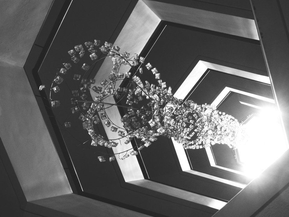 Crystal chandelier geometric ceiling