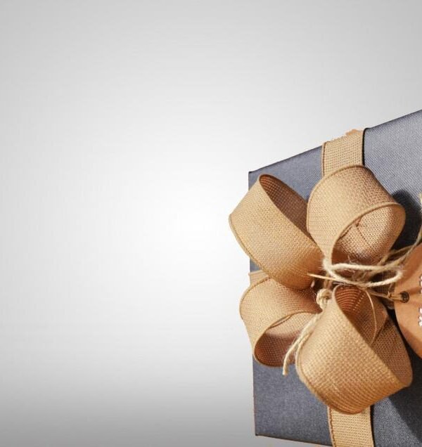 Gift box tan bow