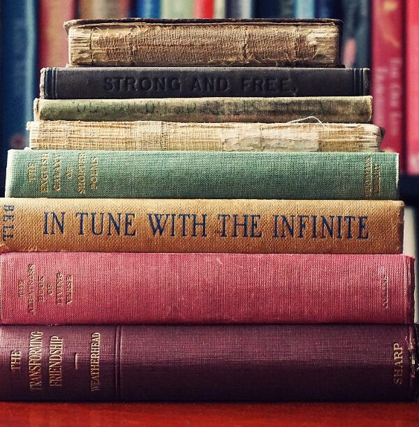 Historical fiction stack of old books