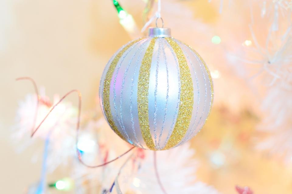 Festive ornament inspiring holiday party makeup