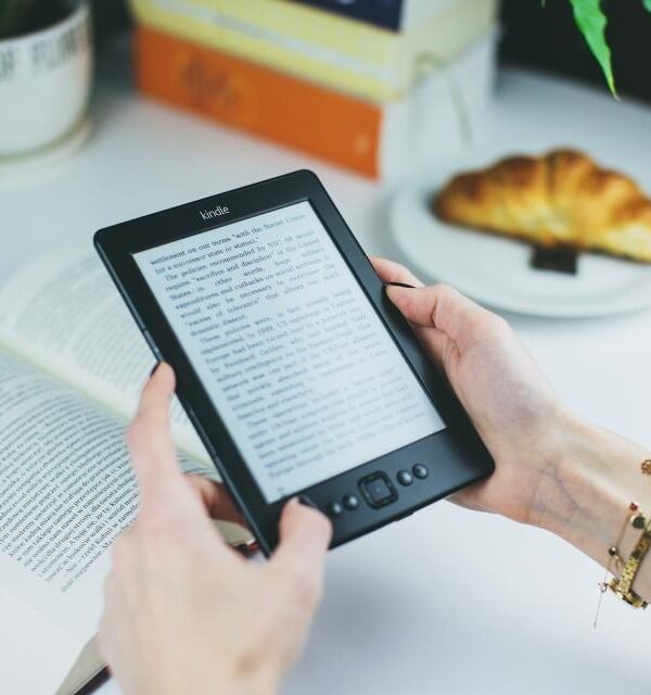 Kindle ereader reading
