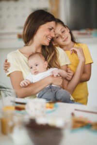 Mother holding baby