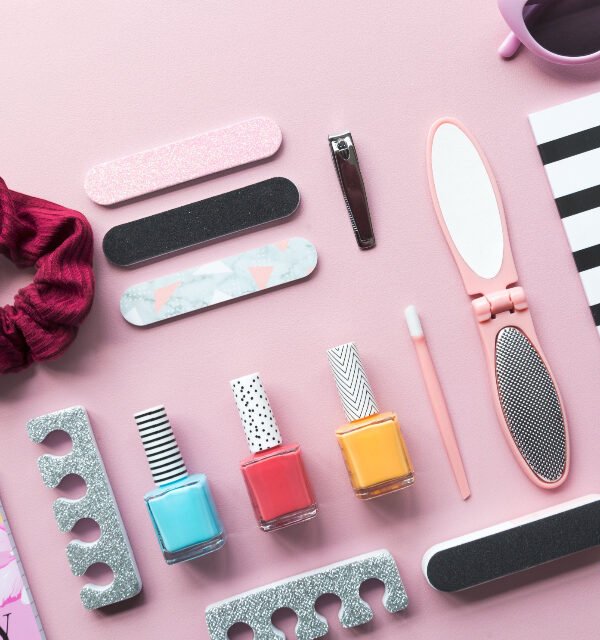 Nail polish manicure flatlay
