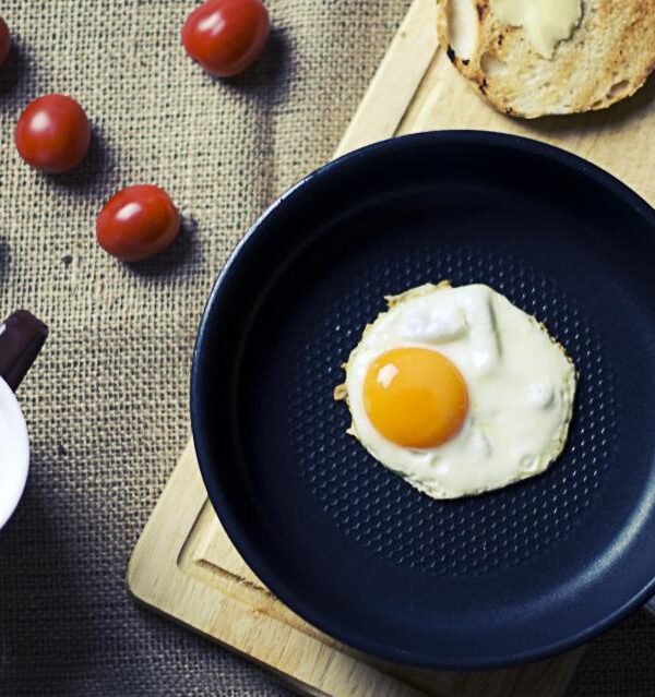 Nonstick pan fried egg breakfast