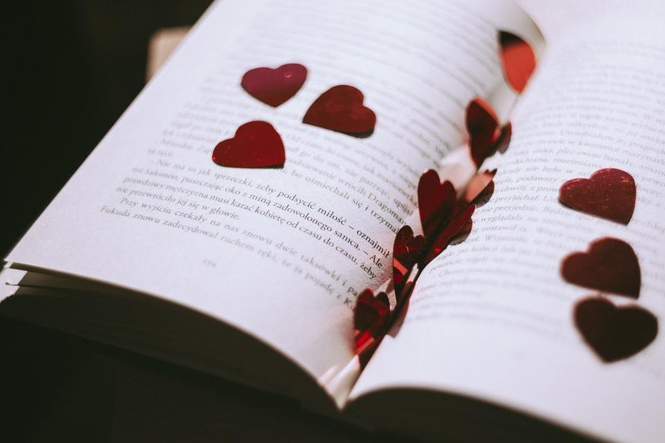 Open book paper hearts
