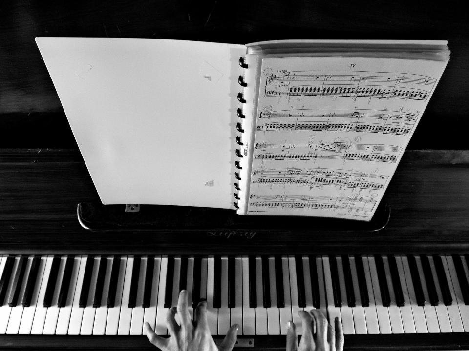 Sheet music on a piano for practising on the best digital pianos