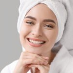 Skincare routine towel smile