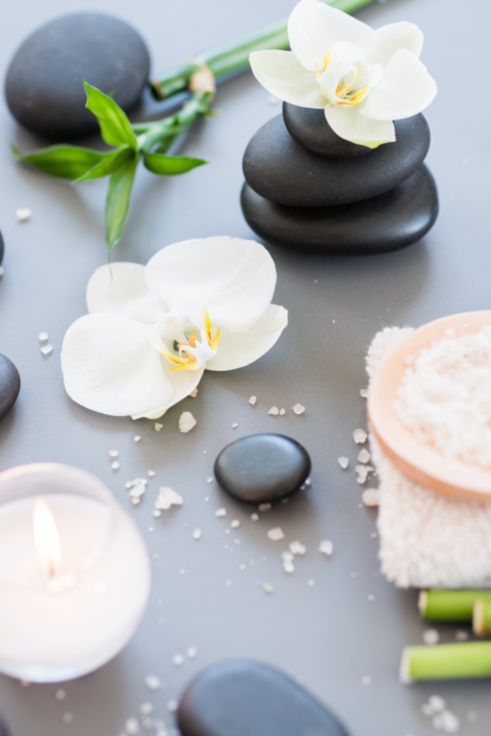 Body oils and bath salts for a spa routine