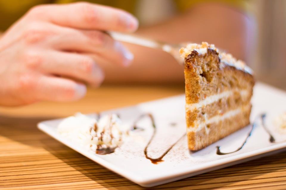 Layer cake slice made with a stand mixer