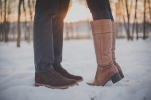 Tall brown boots snow