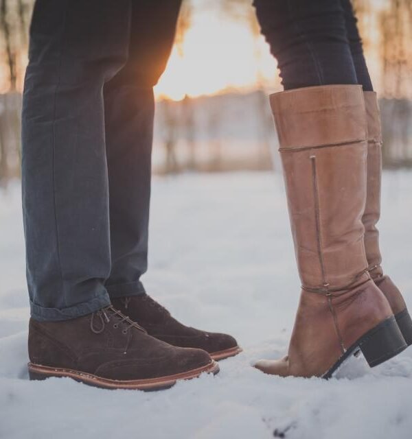 Tall brown boots snow
