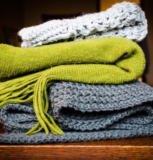 Throw blankets folded knits