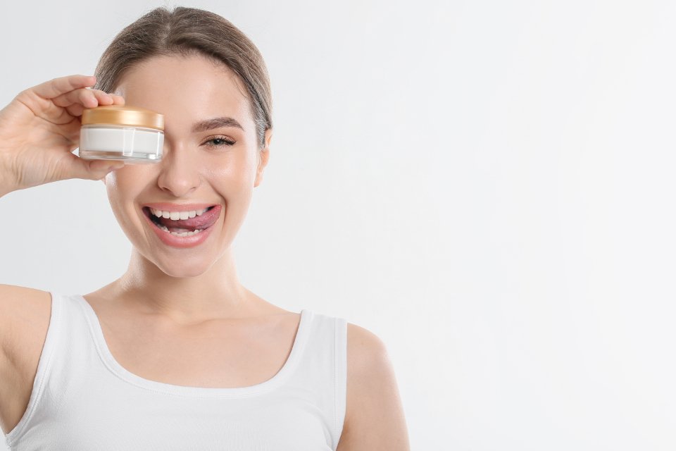 Happy woman with bright morning skin