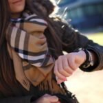 Woman checking watch